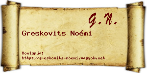 Greskovits Noémi névjegykártya