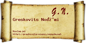 Greskovits Noémi névjegykártya